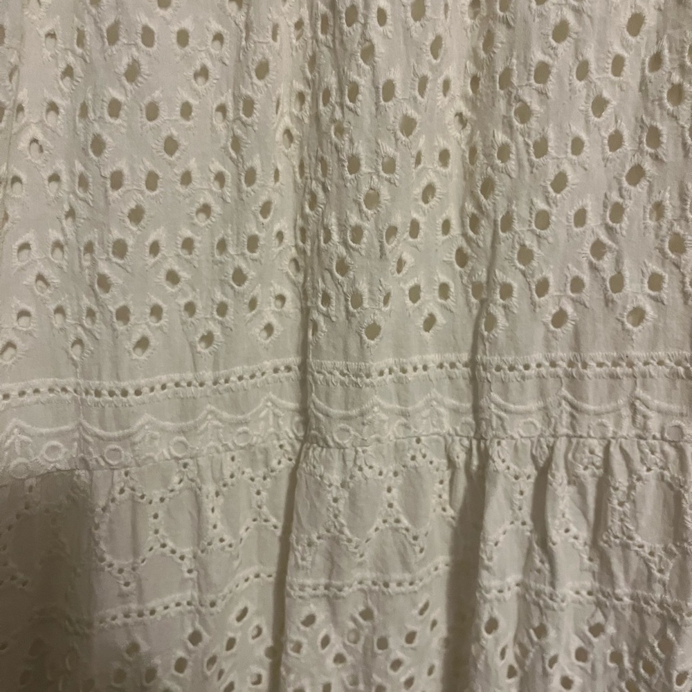 Cal Style Boho Cream Eyelet Maxi Dress 3/4 Sleeves Size Large - Picture 7 of 9